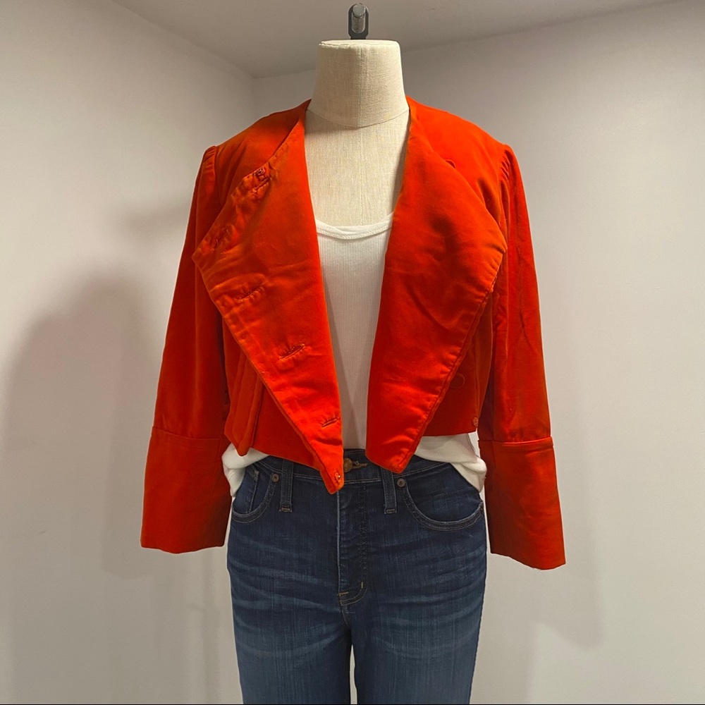 Vintage Velvet Red Cropped Blazer - Picture 5 of 6